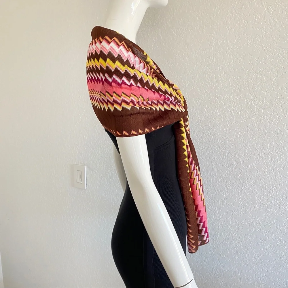 Missoni Brown pink yellow Zig-Zag Scarves